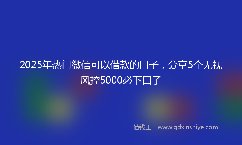 2025年热门微信可以借款的口子，分享5个无视风控5000必下口子