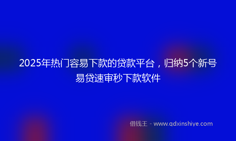 2025年热门容易下款的贷款平台，归纳5个新号易贷速审秒下款软件