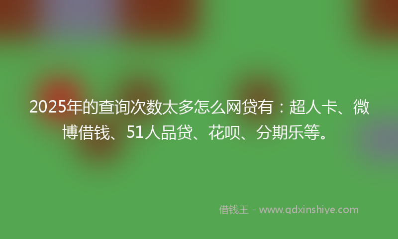2025年的查询次数太多怎么网贷有：超人卡、微博借钱、51人品贷、花呗、分期乐等。