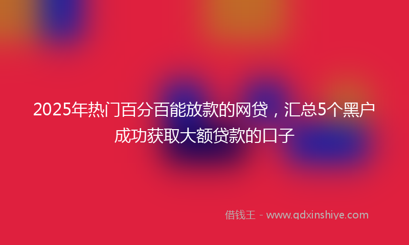 2025年热门百分百能放款的网贷，汇总5个黑户成功获取大额贷款的口子