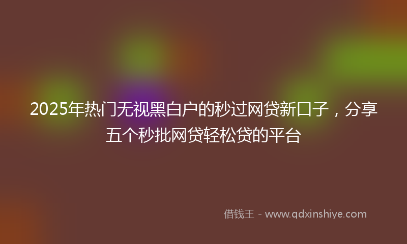 2025年热门无视黑白户的秒过网贷新口子，分享五个秒批网贷轻松贷的平台