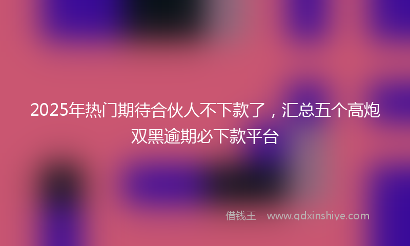 2025年热门期待合伙人不下款了，汇总五个高炮双黑逾期必下款平台