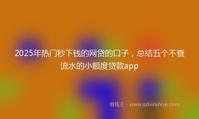 2025年热门秒下钱的网贷的口子，总结五个不查流水的小额度贷款app