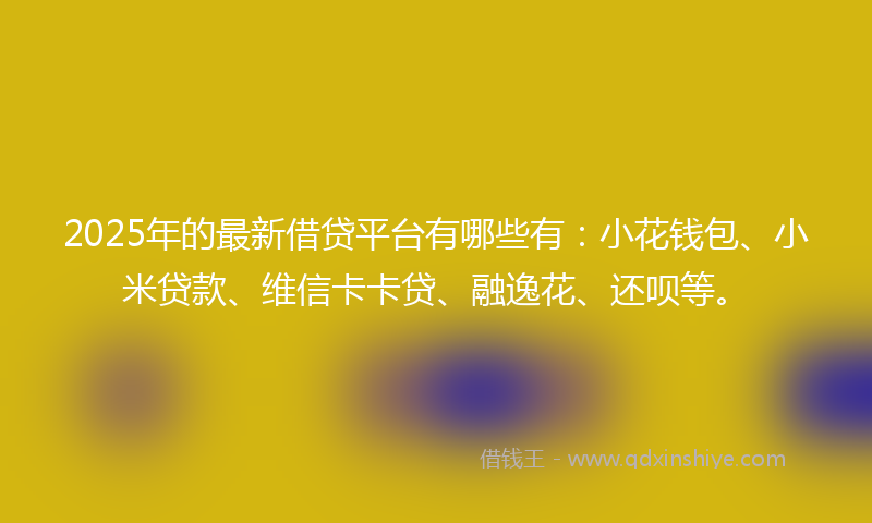 2025年的最新借贷平台有哪些有：小花钱包、小米贷款、维信卡卡贷、融逸花、还呗等。