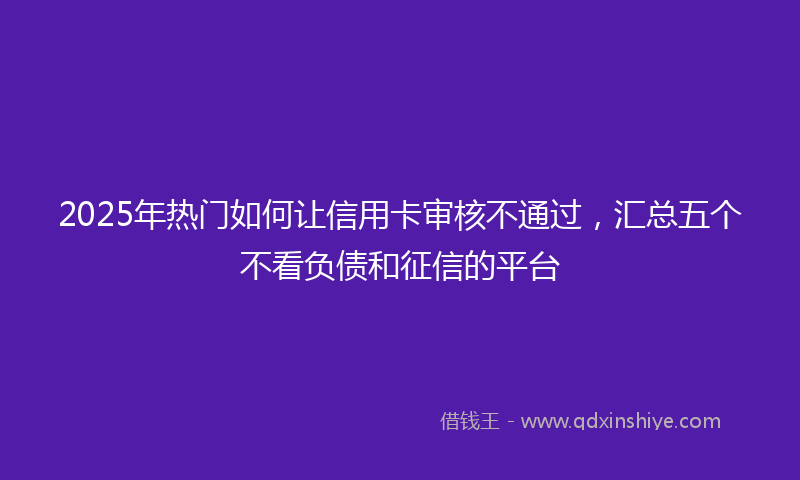 2025年热门如何让信用卡审核不通过，汇总五个不看负债和征信的平台