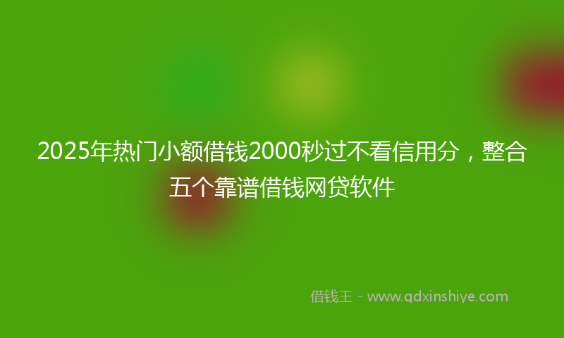 2025年热门小额借钱2000秒过不看信用分，整合五个靠谱借钱网贷软件