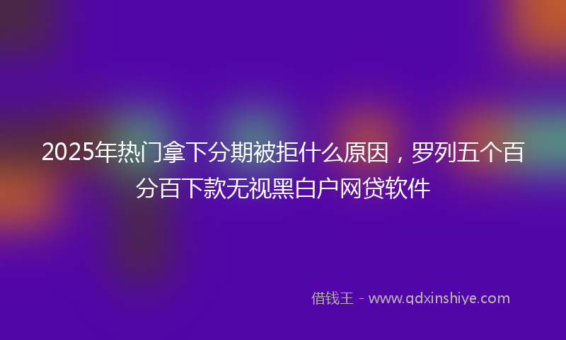 2025年热门拿下分期被拒什么原因，罗列五个百分百下款无视黑白户网贷软件