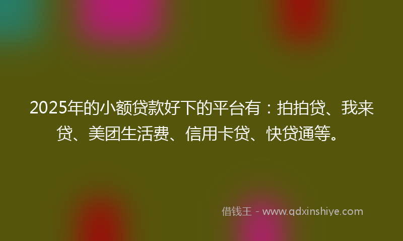 2025年的小额贷款好下的平台有：拍拍贷、我来贷、美团生活费、信用卡贷、快贷通等。
