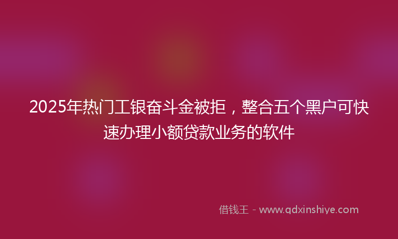2025年热门工银奋斗金被拒，整合五个黑户可快速办理小额贷款业务的软件