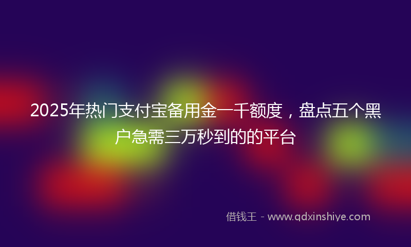2025年热门支付宝备用金一千额度，盘点五个黑户急需三万秒到的的平台