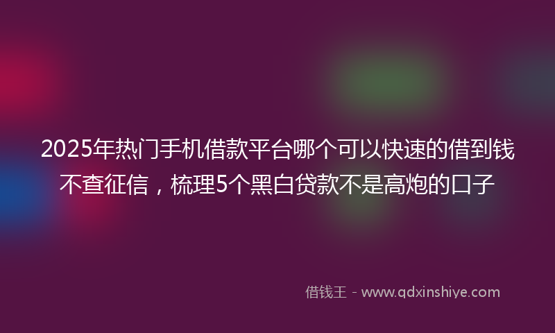 2025年热门手机借款平台哪个可以快速的借到钱不查征信，梳理5个黑白贷款不是高炮的口子