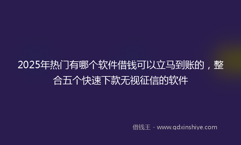 2025年热门有哪个软件借钱可以立马到账的，整合五个快速下款无视征信的软件