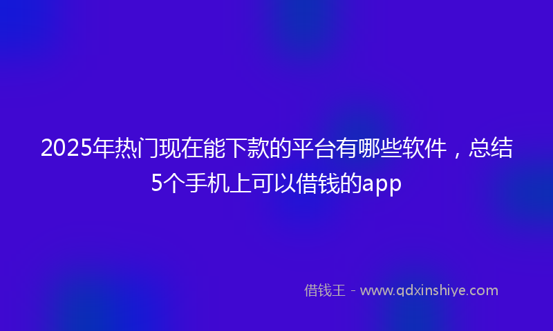 2025年热门现在能下款的平台有哪些软件，总结5个手机上可以借钱的app