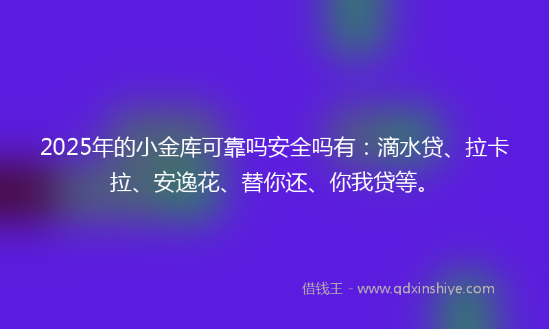 2025年的小金库可靠吗安全吗有：滴水贷、拉卡拉、安逸花、替你还、你我贷等。