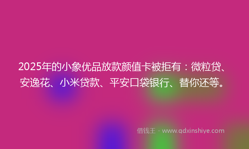 2025年的小象优品放款颜值卡被拒有：微粒贷、安逸花、小米贷款、平安口袋银行、替你还等。