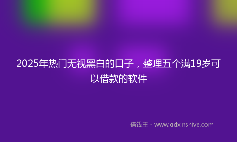 2025年热门无视黑白的口子，整理五个满19岁可以借款的软件