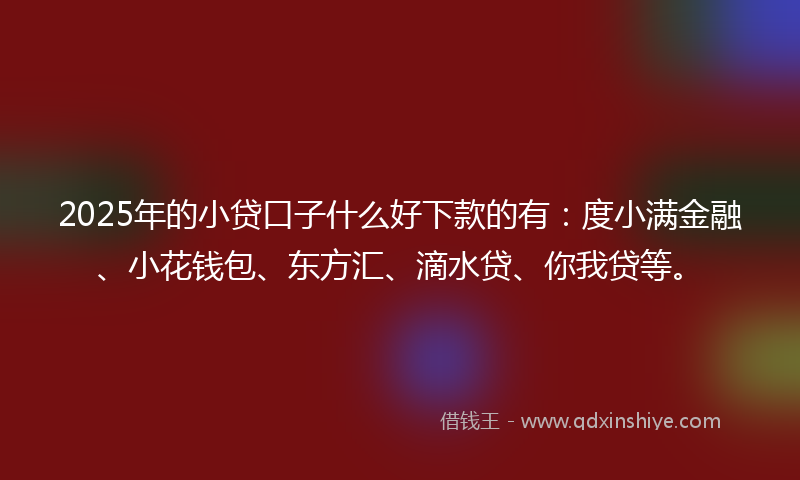 2025年的小贷口子什么好下款的有：度小满金融、小花钱包、东方汇、滴水贷、你我贷等。