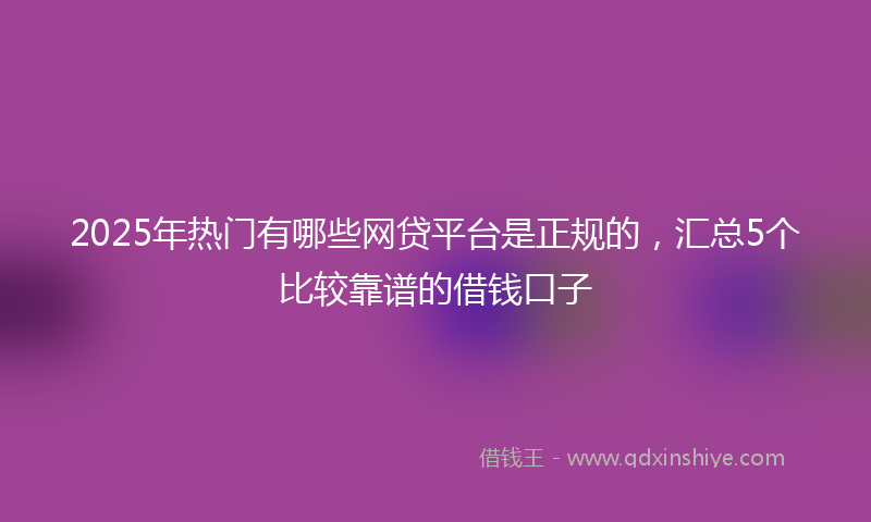 2025年热门有哪些网贷平台是正规的，汇总5个比较靠谱的借钱口子