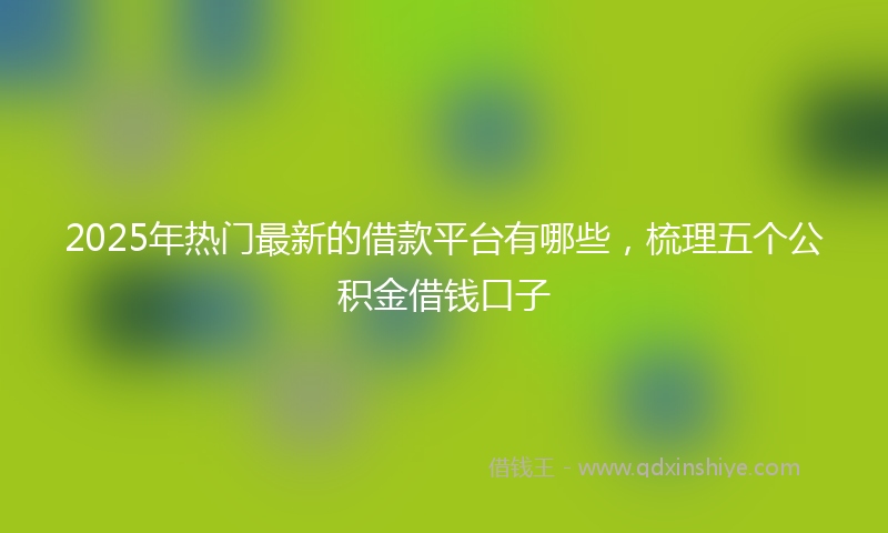 2025年热门最新的借款平台有哪些，梳理五个公积金借钱口子