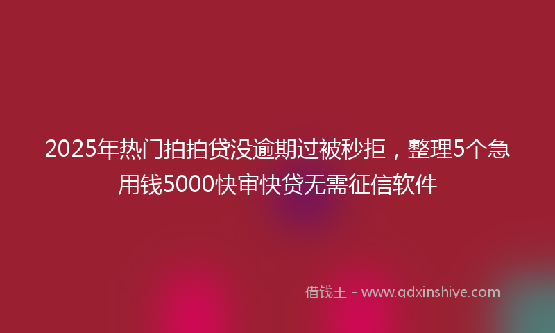 2025年热门拍拍贷没逾期过被秒拒，整理5个急用钱5000快审快贷无需征信软件