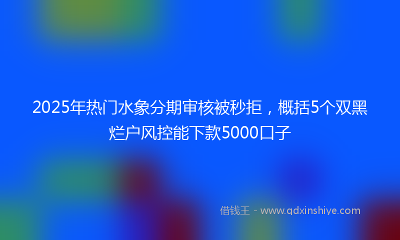 2025年热门水象分期审核被秒拒，概括5个双黑烂户风控能下款5000口子