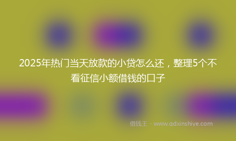 2025年热门当天放款的小贷怎么还，整理5个不看征信小额借钱的口子