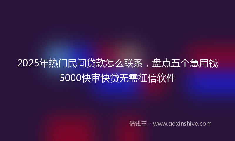 2025年热门民间贷款怎么联系，盘点五个急用钱5000快审快贷无需征信软件