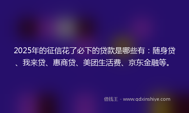 2025年的征信花了必下的贷款是哪些有：随身贷、我来贷、惠商贷、美团生活费、京东金融等。
