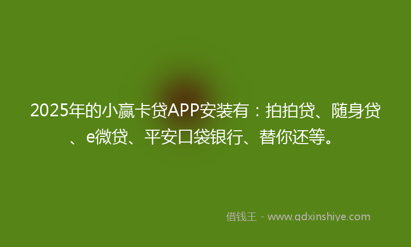 2025年的小赢卡贷APP安装有:拍拍贷、随身贷、e微贷、平安口袋银行、替你还等。