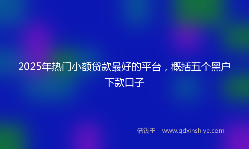 2025年热门小额贷款最好的平台，概括五个黑户下款口子
