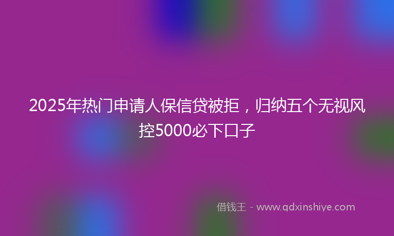 2025年热门申请人保信贷被拒，归纳五个无视风控5000必下口子
