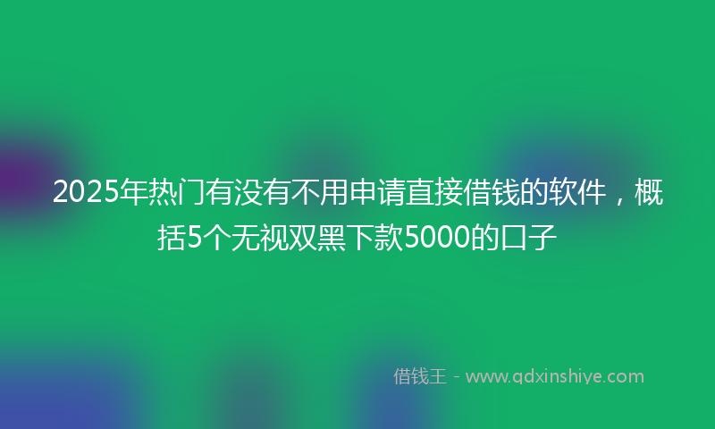 2025年热门有没有不用申请直接借钱的软件，概括5个无视双黑下款5000的口子