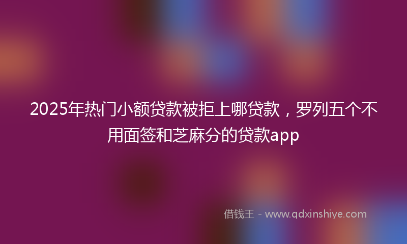 2025年热门小额贷款被拒上哪贷款，罗列五个不用面签和芝麻分的贷款app