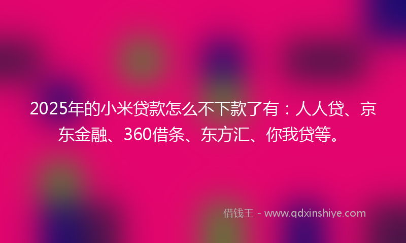 2025年的小米贷款怎么不下款了有：人人贷、京东金融、360借条、东方汇、你我贷等。