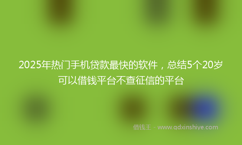 2025年热门手机贷款最快的软件，总结5个20岁可以借钱平台不查征信的平台