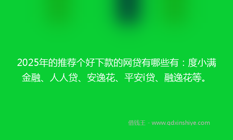 2025年的推荐个好下款的网贷有哪些有：度小满金融、人人贷、安逸花、平安i贷、融逸花等。