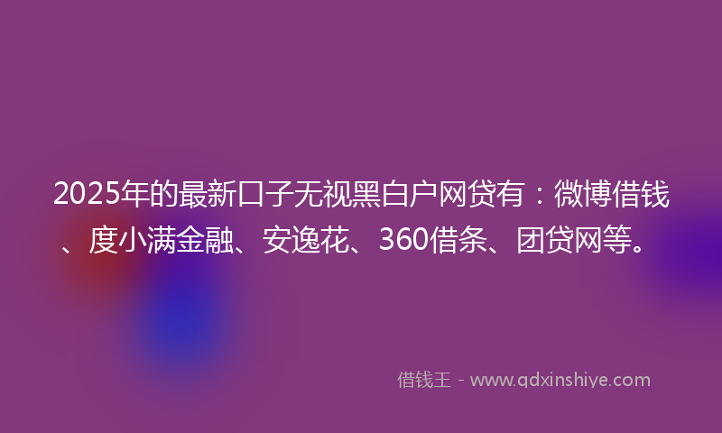 2025年的最新口子无视黑白户网贷有：微博借钱、度小满金融、安逸花、360借条、团贷网等。