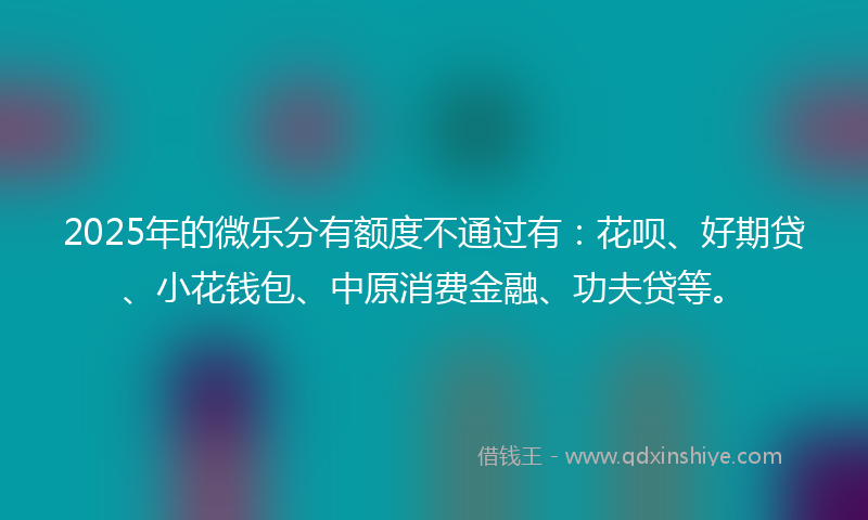 2025年的微乐分有额度不通过有：花呗、好期贷、小花钱包、中原消费金融、功夫贷等。