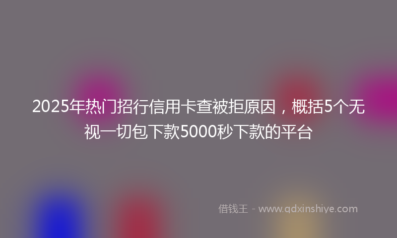 2025年热门招行信用卡查被拒原因，概括5个无视一切包下款5000秒下款的平台