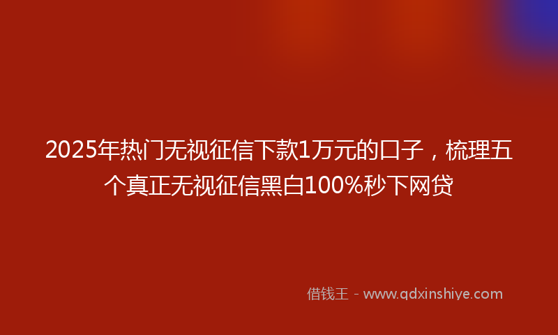 2025年热门无视征信下款1万元的口子，梳理五个真正无视征信黑白100%秒下网贷