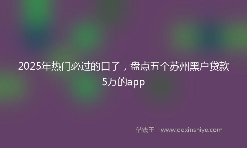 2025年热门必过的口子，盘点五个苏州黑户贷款5万的app