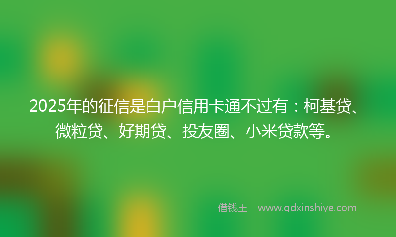 2025年的征信是白户信用卡通不过有：柯基贷、微粒贷、好期贷、投友圈、小米贷款等。