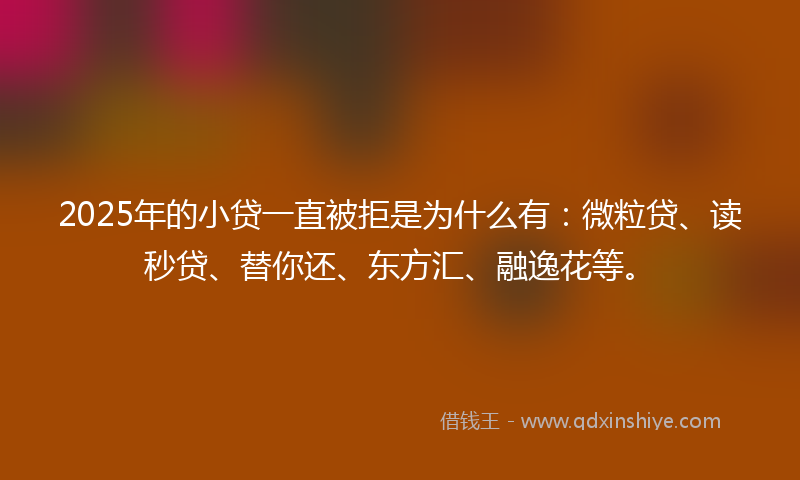 2025年的小贷一直被拒是为什么有：微粒贷、读秒贷、替你还、东方汇、融逸花等。