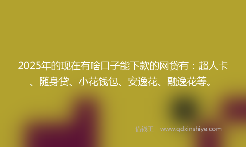 2025年的现在有啥口子能下款的网贷有：超人卡、随身贷、小花钱包、安逸花、融逸花等。