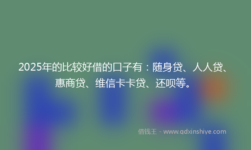 2025年的比较好借的口子有：随身贷、人人贷、惠商贷、维信卡卡贷、还呗等。
