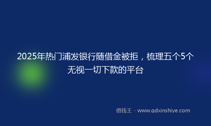 2025年热门浦发银行随借金被拒，梳理五个5个无视一切下款的平台