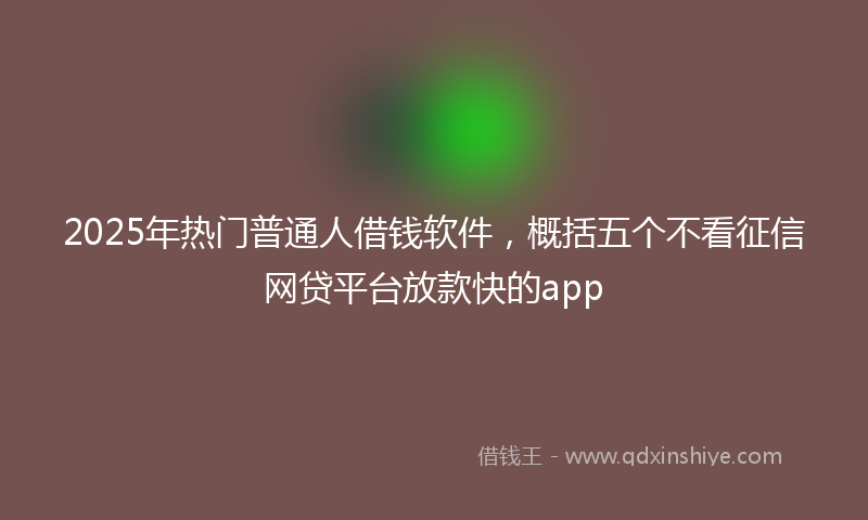 2025年热门普通人借钱软件，概括五个不看征信网贷平台放款快的app