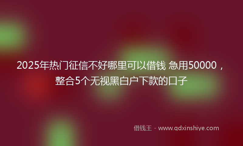 2025年热门征信不好哪里可以借钱 急用50000，整合5个无视黑白户下款的口子