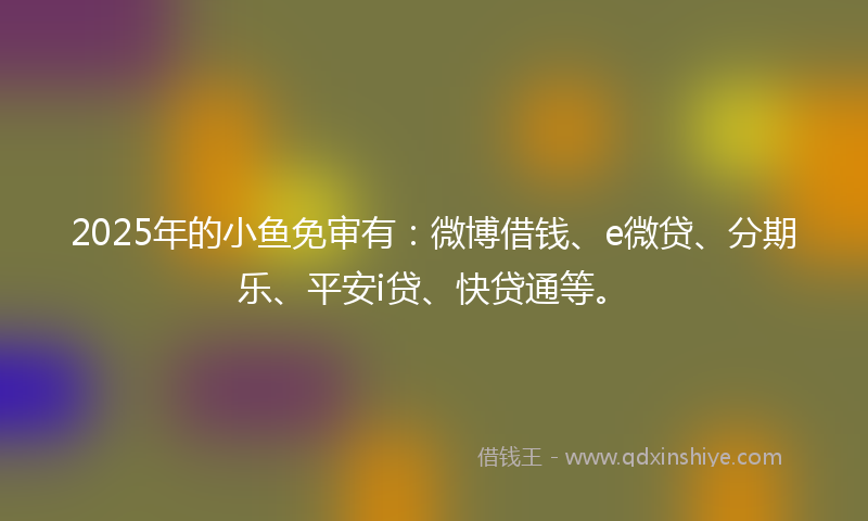 2025年的小鱼免审有：微博借钱、e微贷、分期乐、平安i贷、快贷通等。