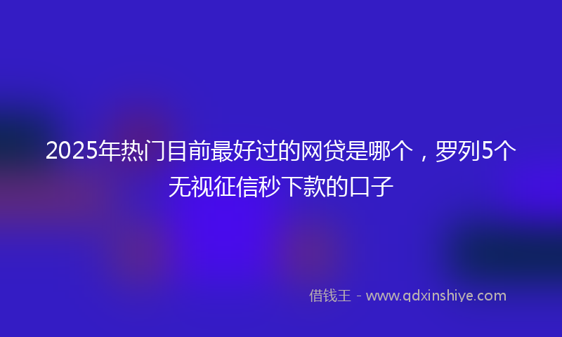 2025年热门目前最好过的网贷是哪个，罗列5个无视征信秒下款的口子